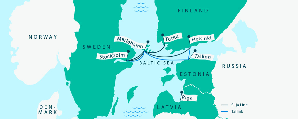 Tallink and Silja Line route map
